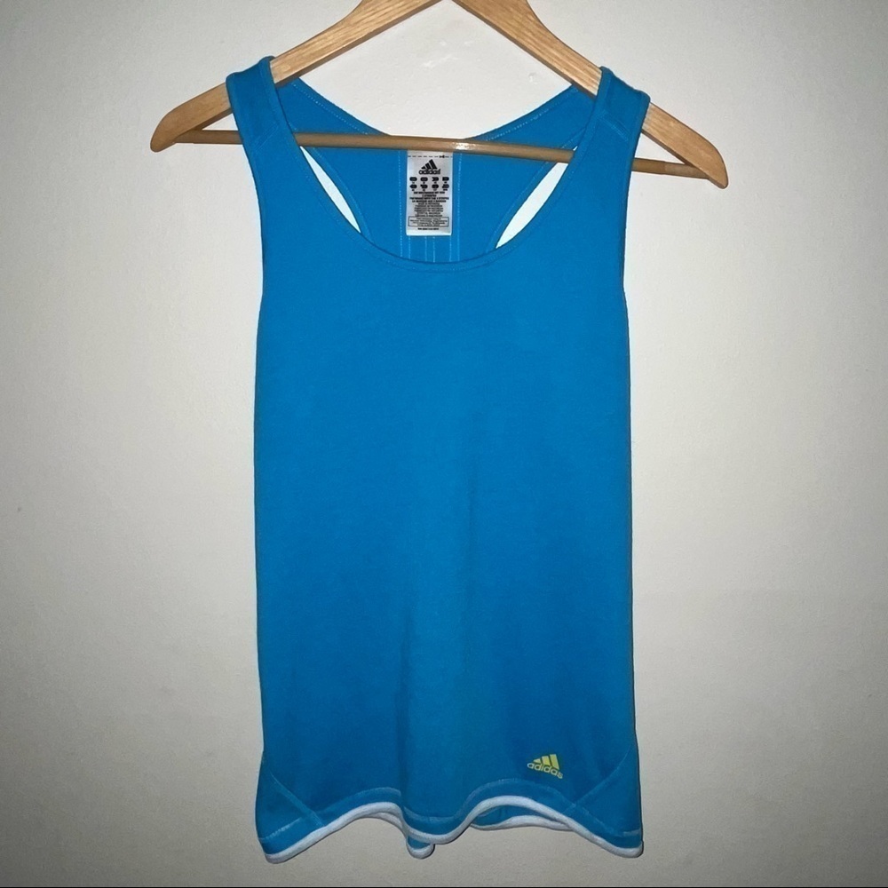 Adidas Three Stripe Marathon 10 Blue Racerback Tank Top Women’s Size Medium